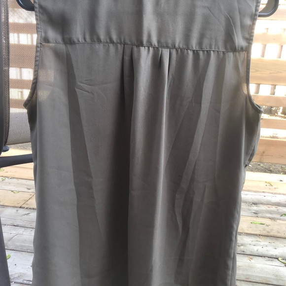 Army Green Sleeveless Blouse - Picture 3 of 5